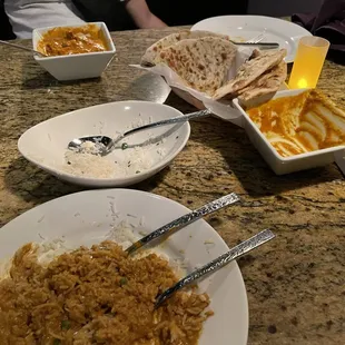 Lamb curry, garlic naan.