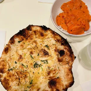 Garlic Naan and Chicken Tikka Masala
