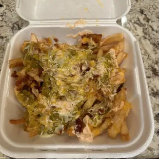 Loaded bacon curry fries (with a few fries missing, we immediately dug in before taking photos... oops)