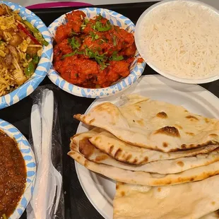 Chicken Noodles, Chicken 65, Chicken curry, Naan