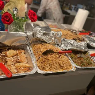 a variety of food items on a table