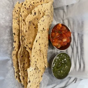 Complimentary Masala Papad with an amazing green chutney