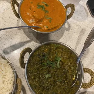 Butter Chicken and Saag Paneer
