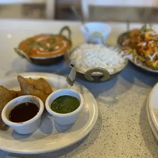 a variety of indian food items