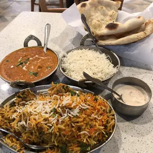Paneer Tikka Masala, Chicken Biryani and Butter Naan