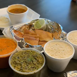 Butter Chicken, Saag Paneer and Masala Dosa