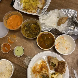 Samosas, Chicken Tikka Masala and Lamb Spinach Curry