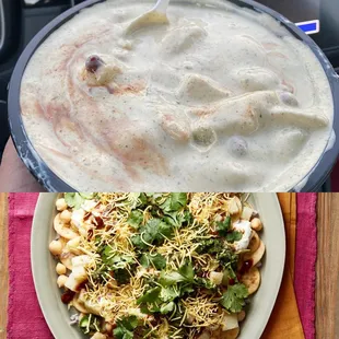 Inedible goopy mess of an Aloo Papdi Chaat vs what it should look like!