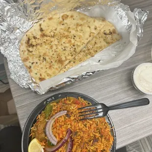 Lamb Biryani and Garlic Naan