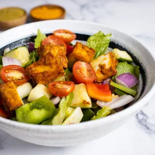 Paneer Tikka Salad with mint and tamarind dressing
