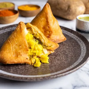 Punjabi Samosas with Mint and Tamarind Chutney