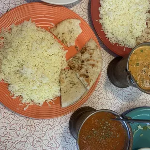 The naan is their pita bread with garlic toasted on it.  Lamb is their gyro meat