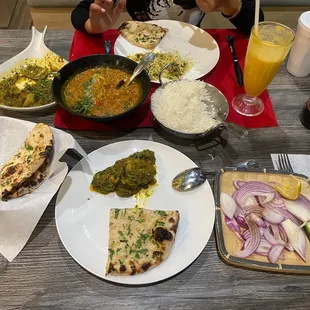 Mango Lassi Chicken Bhuna Tarka Dal Garlic Naan