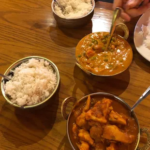 Aloo gobi and vegetable korma (BOTH SO GOOD!)