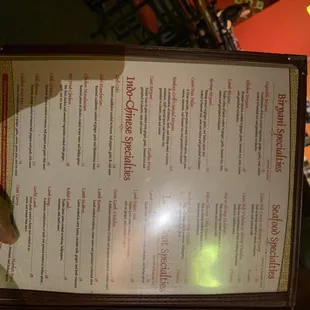 menu