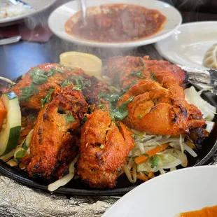 a platter of food on a table