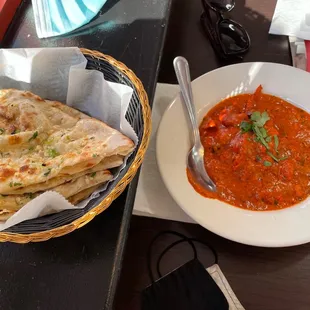Garlic Naan and Butter Chicken