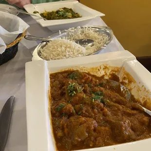 Lamb, rice and Saag