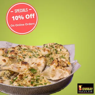 Enjoy 10% off on online orders of $20 &amp; above.  www.bombaysizzlers.com