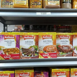 Packets of sauce spices.