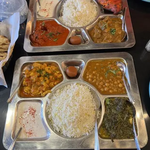 Vegetarian and non vegetarian thali