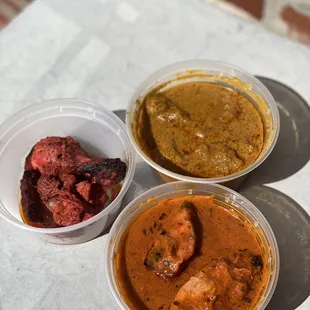 Butter Chicken, Lamb Kadai and Tandoori Chicken