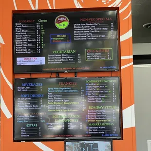 menus and prices