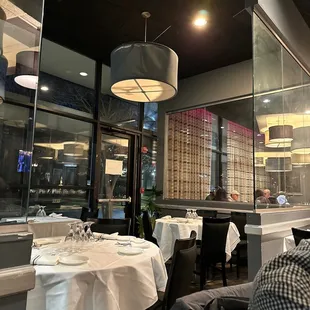 a view of a dining room