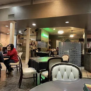 View of restaurant from our corner table