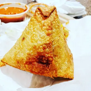 Samosa made with filo pastry dough