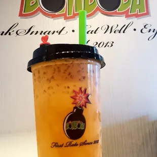 a cup of bubble tea