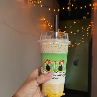 Lavender milk tea with pudding