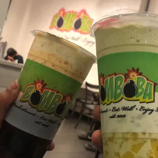 Tiger Tea and matcha frappe