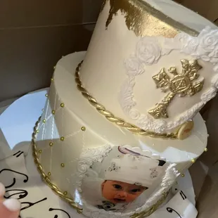 a cake with a picture of a baby on it