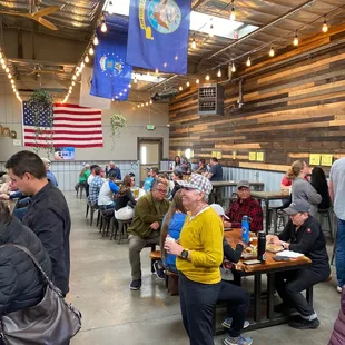 people eating at tables