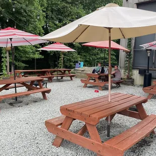 Multiple picnic tables outside (and my adorable family!)