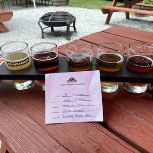 Flight of 5 beers (listed).