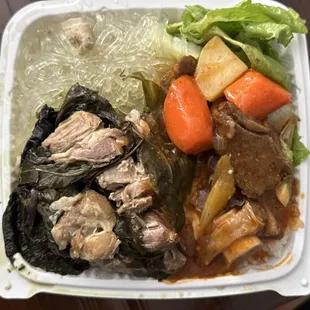 #3 special beef stew, chicken long rice, pan laulau