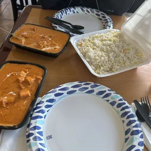 Paneer Butter Masala, Chicken Tikka masala, rice