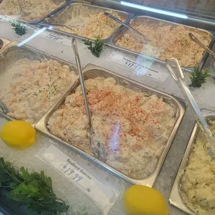 a variety of seafood dishes