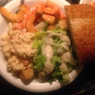 Cooked shrimp and crab macaroni salad from Bon Air's Seafood