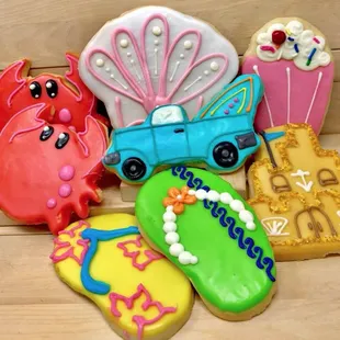 Beach Themed Decorated Shortbread Cookies