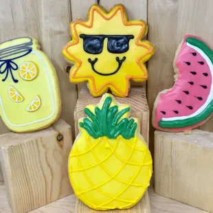 Summer Themed Hand-Decorated Shortbread Cookies