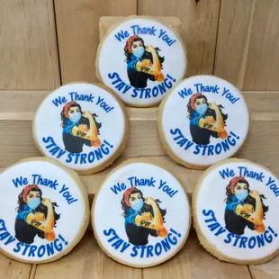 &apos;We Thank You&apos; Tough Nurse - &apos;Stay Strong&apos; Message Direct Print Shortbread Cookie