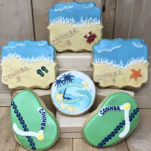 Ocean Themed Birthday Cookies - Hand Decorated and Direct Print Shortbread Cookies