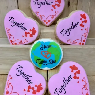 &apos;Together&apos; Hearts and Earth Day Direct Print Shortbread Cookies