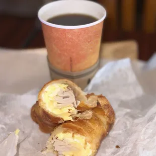 Turkey egg cheese croissant sandwich