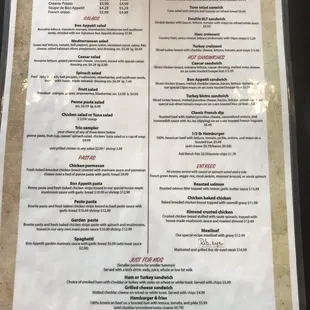 The menu is large enough to satisfy any appetite.