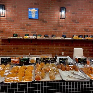 a display of breads and pastries