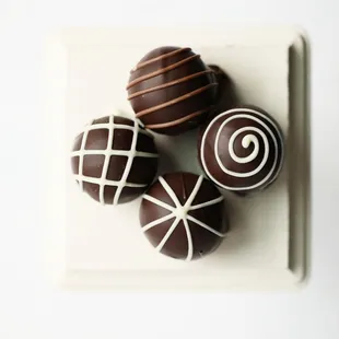 chocolates on a white plate